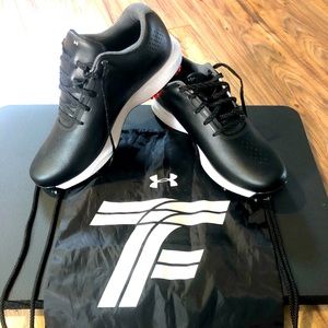 Men's Under Armour Charged Draw RST Black Golf Shoes Size 10.5 NEW +UA bag